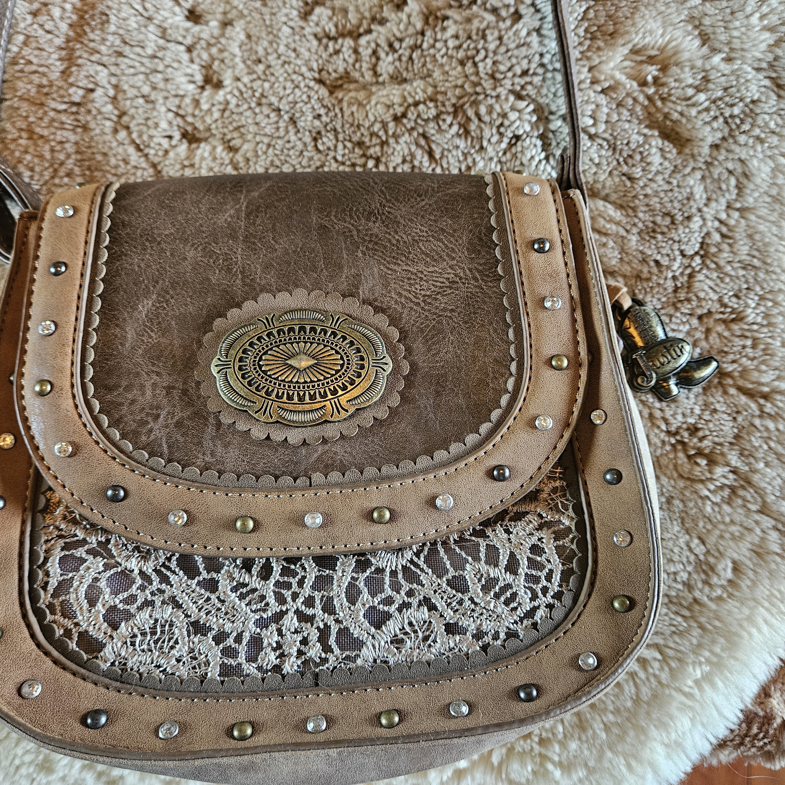 Justin Lace/Leather Saddle Bag